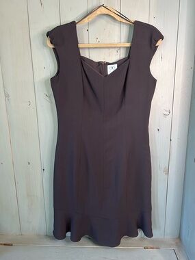 CeCe Navy Blue Midi Sheath Dress with Flared Hem & Cap Sleeves | Size 6